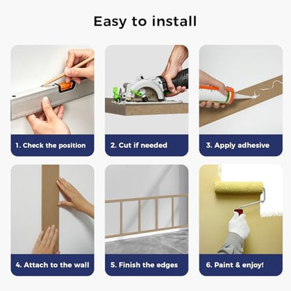 20 Pcs Paintable Board and Batten Wainscoting Kit with 4 Pcs Strips