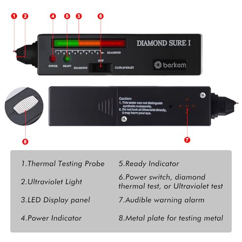 Valkynos Professional Diamond Tester Pen with 365nm UV Light & Thermal Sensor – Fast 0.5s Detection, Portable Gem Checker for Novice & Experts – Battery Included - size: Diamond Tester