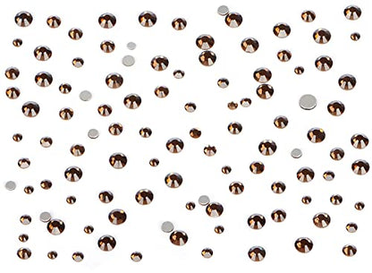 Bymitel 7200 Pieces 6 Mixed Sizes Glue Fix on Glass Rhinestones Round Crystal Gems Flatback for DIY Jewelry Making with one Picking Pen(6-Sizes 7200PCS, Smoked Topaz) - color: Smoked Topaz, size: 6-SIZES 7200PCS