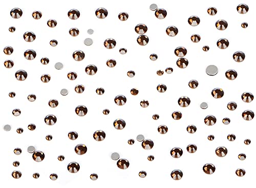 Bymitel 7200 Pieces 6 Mixed Sizes Glue Fix on Glass Rhinestones Round Crystal Gems Flatback for DIY Jewelry Making with one Picking Pen(6-Sizes 7200PCS, Smoked Topaz) - color: Smoked Topaz, size: 6-SIZES 7200PCS