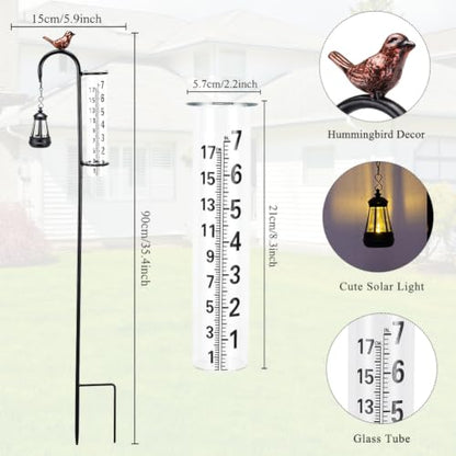 Hummingbird Rain Gauge Outdoor, Solar Rain Gauges - color: Street-Lamp