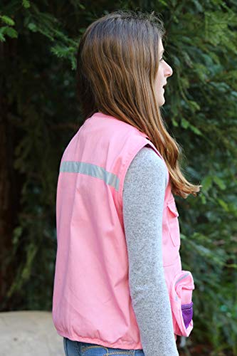 Kids Cargo Vest for Boys and Girls with Reflective Safety Straps - color: Pink, size: Large-X-Large