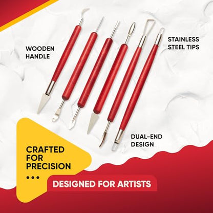 6 Pcs Clay Sculpting Tools for Air Dry & Polymer Clay, 6pc Pottery Tools - size: Pack of 6