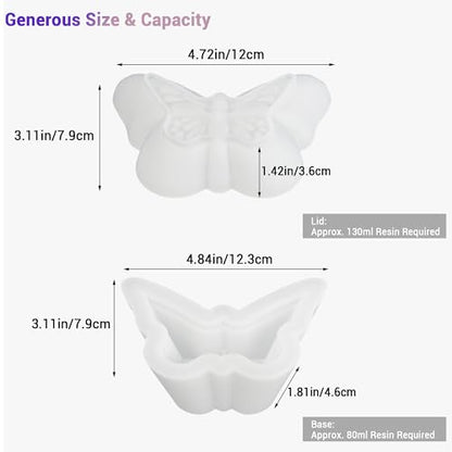 Butterfly Shaped Resin Jar Mold with Lid, Silicone Mold for Epoxy Resin