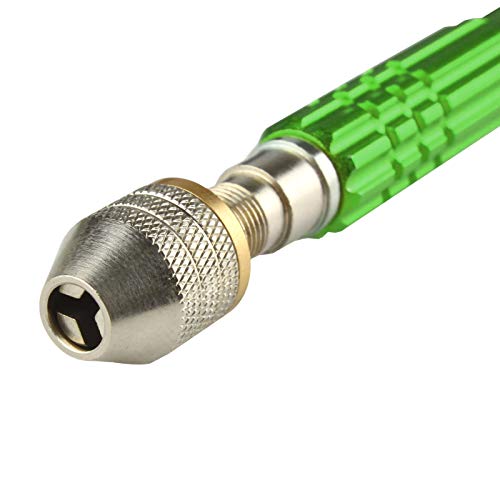 Larcele Pin Vise Drill, 3 Jaw Chuck Capacity 0" to 1/8" SDZKQ-02 (Green) - color: Green