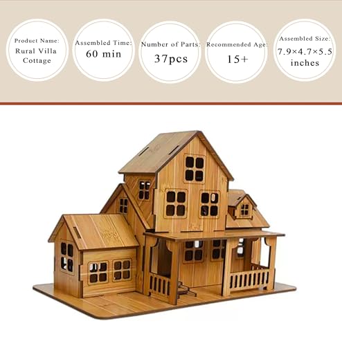 Log Cabin 3D Wooden House Puzzle,DIY Mini Building Model Kit，001 - color: 001
