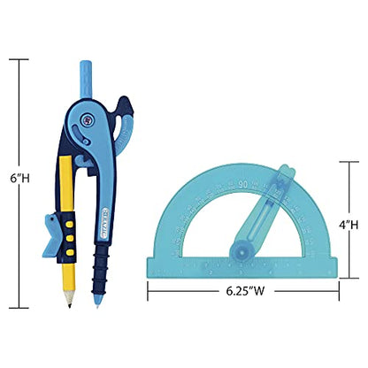 BAZIC PRODUCTS Scale-Arm Compass with #2 Pencil & 6 in Protractor, 4-Set - size: 1 Count (Pack of 4)