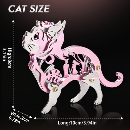 Pink Dream Cat Stainless Steel 3D Metal Puzzle Model Kit Art Craft - color: C04-pink Dream Cat