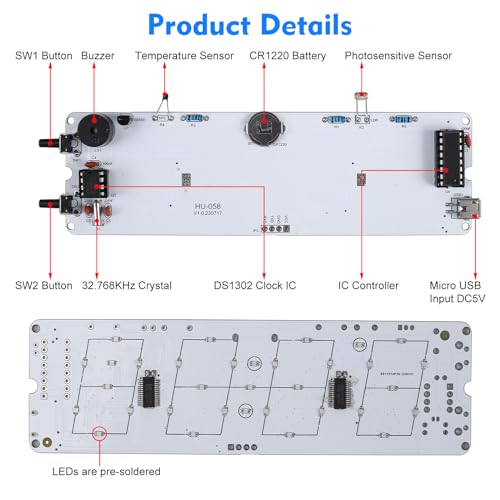 MiOYOOW RGB Digital Clock Soldering Kit with 12H/24H Format for Students - color: Colorful 4 Digit Clock Kit