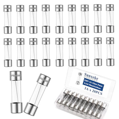 20PCS F3AL250V 5 x 20mm Fast Blow Glass Fuses 3A 3Amp 250V Glass Fuse,0.2 x 0.78 Inch - size: 3A