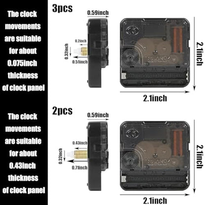 5pcs High Torque Quartz Clock Movement Mechanism Replacement Clock Kit with 12 Different Pairs of Hands Clock for DIY Handicrafts Repair Clock Parts Shaft Lengths 13mm 18mm