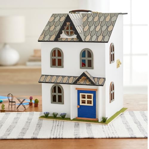 Make Market Dollhouse, Unfinished Two-Story Hinged Wood Craft Kit, Natural, 9" x 13", 1-Pack