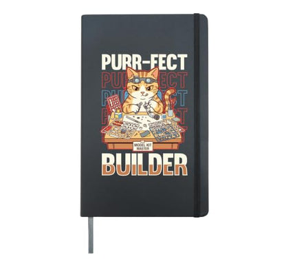 Purr-fect Model Kit Builder Cat Hobbyist Mecha Robot Hardcover Journal, Black
