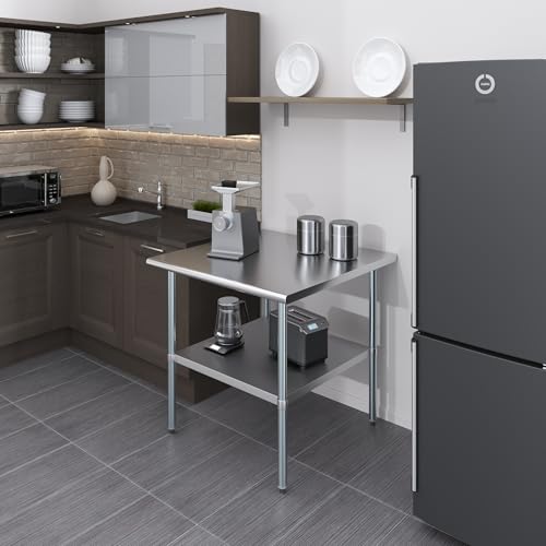 AmGood 36 in. x 36 in. Stainless Steel Work Table | Metal Kitchen Food Prep Table | NSF - size: 36 in. Long x 36 in. Deep without Wheels