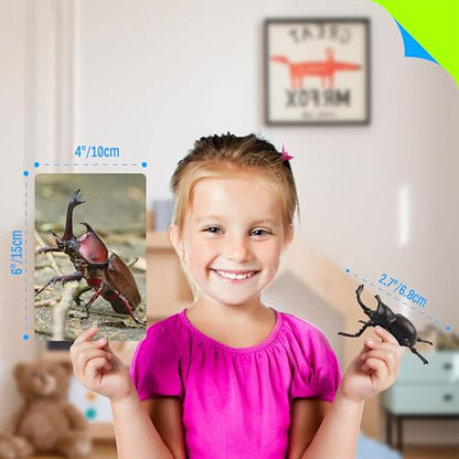 12 PCS Plastic Insect Figurines with 12 Introduction Flashcards, Small Creature Learning Recognition Cards Realistic Bug Models Educational Learning Toy Set for Kids, Classroom - style: Insect Set (including cards)