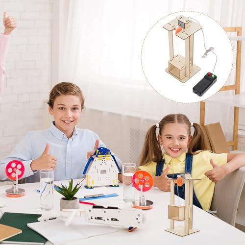 Toyvian Motorized Wooden Elevator STEM Projects for Kids Ages 8-12, DIY Working Lift Model with Controller, Physics Engineering Science Experiment Kit, 3D Wooden Puzzle Building Toy