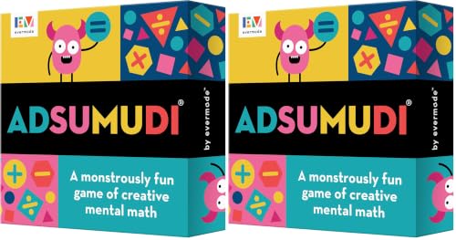 Evermade Adsumudi Math Game - The Monstrously Fun, Smart Game for Kids to Practice Multiplication, Division, Addition and Subtraction - Great for Kids Ages 8-12 (Pack of 2) - size: 5.5 x 5.5 x 1.13 inches (Pack of 2)