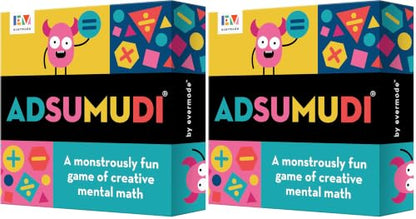 Evermade Adsumudi Math Game - The Monstrously Fun, Smart Game for Kids to Practice Multiplication, Division, Addition and Subtraction - Great for Kids Ages 8-12 (Pack of 2) - size: 5.5 x 5.5 x 1.13 inches (Pack of 2)