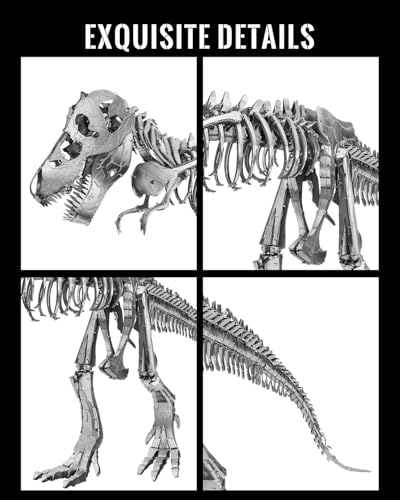 Piececool 3D Metal Puzzles T-Rex Skeleton Model Kit for Adults Animal Dinosaur Metal Puzzles Collectible Interactive DIY Building Kits, Great Birthday New Year Gifts for Men Teens 16+, Desk Decor