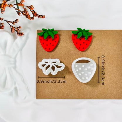 Xaekicr 2 Pcs Strawberry Polymer Clay Cutters Set – Cute Heart Clay Cutters & Texture Molds for Earrings Making, Clay Tools for DIY Polymer Clay Jewelry - color: G color