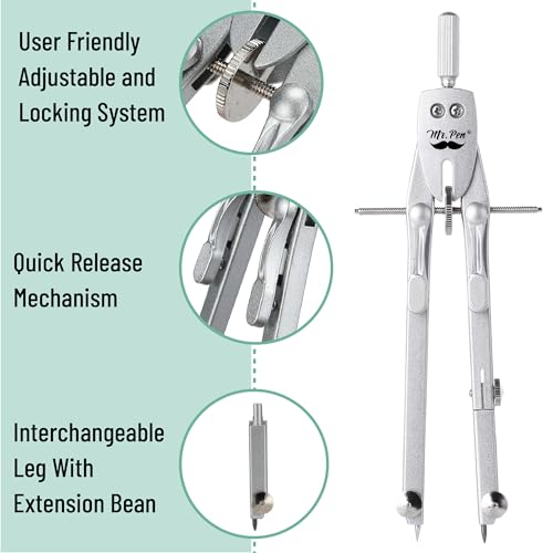 Mr. Pen- Professional Metal Compass with Wheel