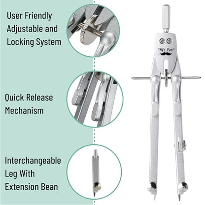 Mr. Pen- Professional Metal Compass with Wheel