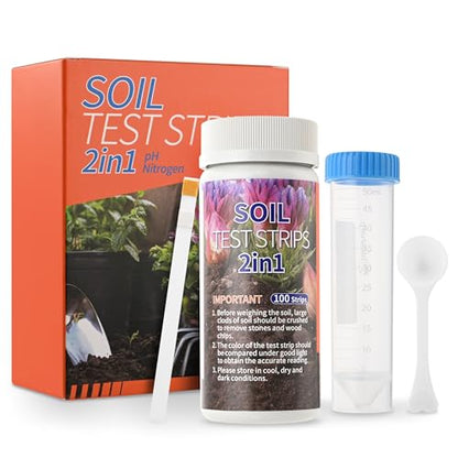 AAwipes Soil pH & Nitrogen Test Kits 2 in 1 Soil Testing Kits with Test Tube 100 Pcs Test Soil for Garden Lawn Grass Flower Vegetable Compost Nutrients Plants (J02-100)