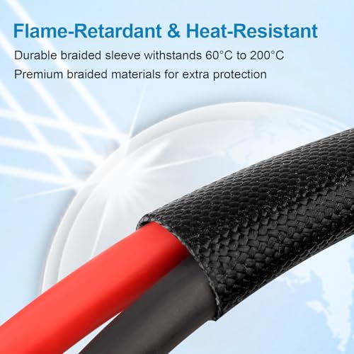 XRDS -RF Solar Cable 50FT, 8AWG Solar Extension Cable with Male & Female Solar Connectors, Flame-Retardant Protective Sleeving Solar Panel Cable, Weatherproof PV Wire for Solar Panel Connection - size: 8AWG 50FT