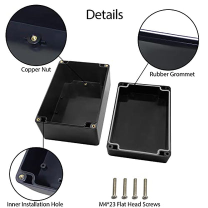 LeMotech Electrical Box ABS Plastic Project Box IP65 Waterproof Junction Box Project Case Universal Enclosure for Electronics Black 6.2X 4.2X 3.4 inch (160x110x90mm)（Pack of 1 - color: Black (1 pack), size: 6.2" x 4.2" x 3.4"