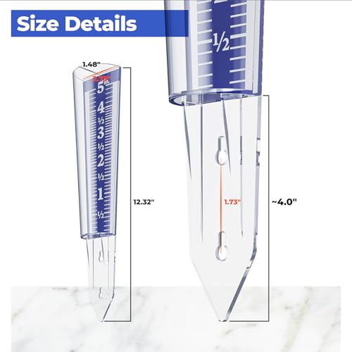 5 Inch Capacity Magnifying Rain Gauge Acrylic for Outdoor Garden Yard Fence