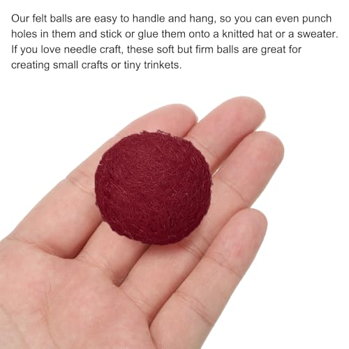 PATIKIL Wool Felt Balls Beads Wool Felting Pom 3.1cm 31mm Wine Red for Home Crafts Handcrafts Project DIY Pack of 10 - color: Wine Red