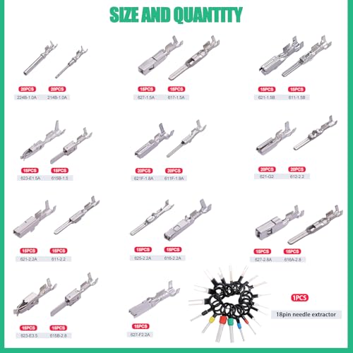 Twidec/345Pcs 21Type Pins Connector Kit Car Electrical Terminal Wire Pin - color: 345PCS
