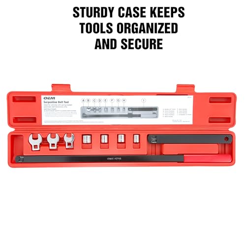OEMTOOLS 27115 Serpentine Belt Tool Kit, Crowfoot Wrenches, Shallow Sockets - style: Expanded Configuration