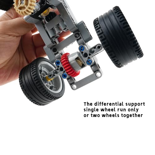 MOC Building Blocks Basic Car Chassis, Front Wheel Linked Steering, Rear Wheel with Differential, Creative Assemble