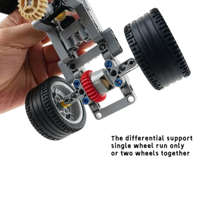 MOC Building Blocks Basic Car Chassis, Front Wheel Linked Steering, Rear Wheel with Differential, Creative Assemble