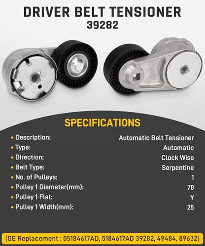 Wyckoff Engine Drive Belt Tensioner Idler Pulley Kit 90K-39282D for Dodge