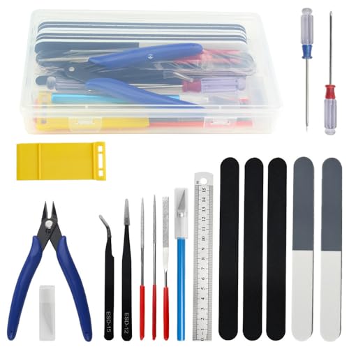 WMYCONGCONG 17 PCS Model Tools Kit Modeler Basic Tools Hobby Building Tools Kit for Gundam Beginner Hobby Model Assemble Building Repairing and Fixing