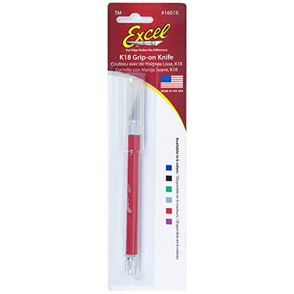 Excel Blades Soft Grip Hobby Knife, K18 with Safety Cap, American Made Light Duty Craft Knife (Red) - color: Red (1)