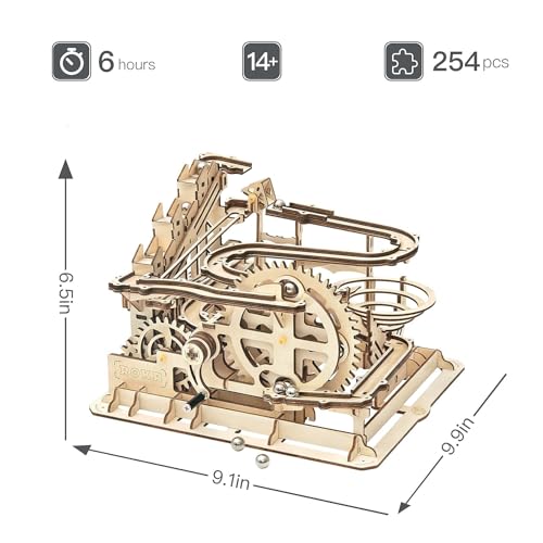ROKR 3D Wooden Puzzles Marble Run Set - Mechanical Model Kit for Adults DIY Roller Coaster Toys Gifts for Adult (Marble Parkour)