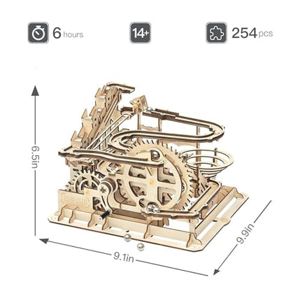 ROKR 3D Wooden Puzzles Marble Run Set - Mechanical Model Kit for Adults DIY Roller Coaster Toys Gifts for Adult (Marble Parkour)