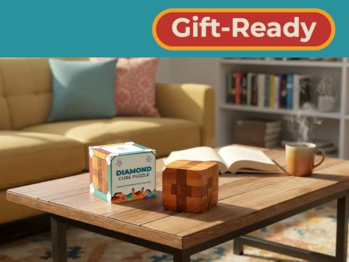 BSIRI Games Gifts and Brain Teaser Puzzles for Adults Classic Diamond Cube Puzzle Wooden 3D Puzzle Games to Challenge Mind for Fun and Educational Game