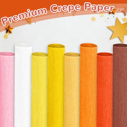 Crepe Paper Streamers 8 Rolls, 10 x 98Inch 8 Pumpkin Colors - color: Pumpkin