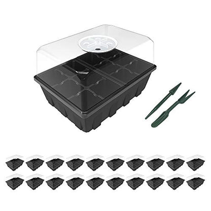 Gardzen 20 Pack Seed Starter Trays with Adjustable Vented Dome 240 Cell - color: Black, size: 20-Pack