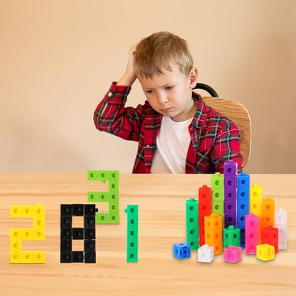 Jenaai 200 Pieces Linking Cubes for Math Counting Cubes, Plastic Counting Blocks, Colorful Math Manipulatives Classroom Learning Supplies for Preschool Activities Boy Girl(Classic Style) - style: Classic Style