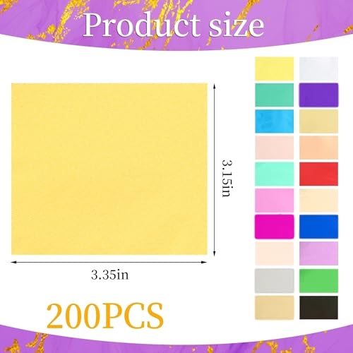 KINNO Gold Leaf Sheets 200 PCS 20 Colors Metal Foil 3.15 x 3.35 Inches - color: 20colors-200pcs-3.15”