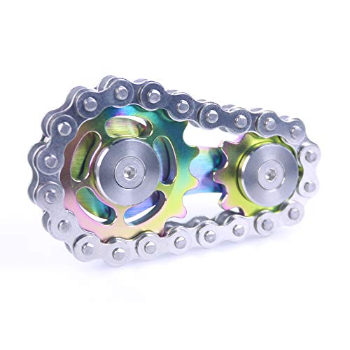Fidget Spinner, Sprocket Linkage Bike Chain Spinner Design 2 Gears Figity Spin Finger Games, Metal Stainless Steel Durable Mechanics, Premium Figit Toy - Colorful - color: Colorful