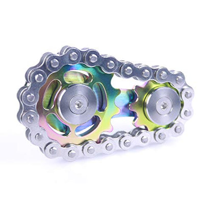 Fidget Spinner, Sprocket Linkage Bike Chain Spinner Design 2 Gears Figity Spin Finger Games, Metal Stainless Steel Durable Mechanics, Premium Figit Toy - Colorful - color: Colorful