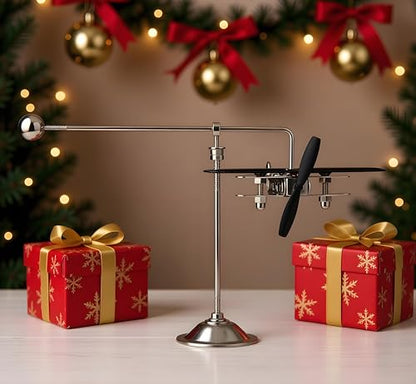 Sunnytech Solar Aircraft Balance Toy Plane Black Propeller Kinetic Art Balancing Decompression Science Home Office Toy for Desk Physics Toy WJ156 - size: 8.67 in (W)* 5.51 in (H)