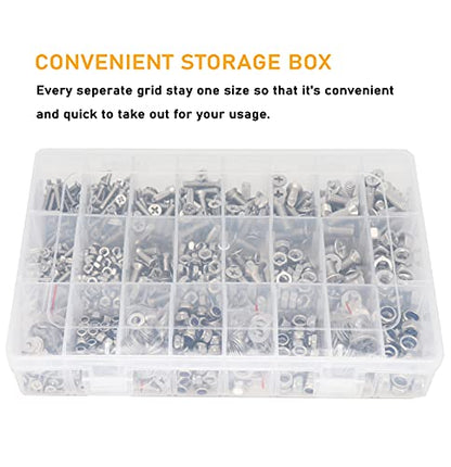 1020pcs M3 M4 M5 M6 Flat Phillips Countersunk Head Machine Screws Bolts Nuts Washers Assortment Kit, 304 Stainless Steel, Silver Tone - size: M3 M4 M5 M6 1020pcs (Countersunk Head-304)