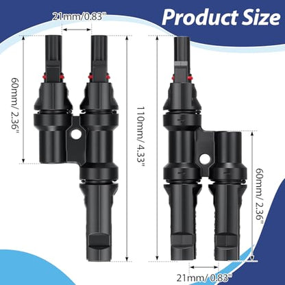 Leumoi 5 Pairs Solar Branch Connectors Y Connector for Parallel Connection Between Solar Panels FMM+MFF